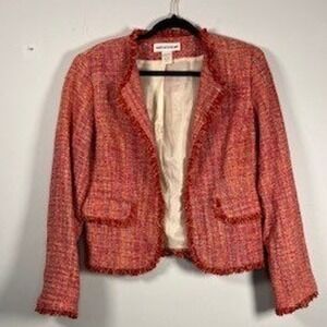 Maryland Square Womens Vintage Red Tweed Silk Lining Elegant‎ Blazer Jacket 6